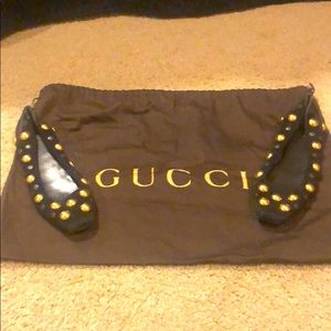 Gucci Black Suede Studded Babouska Flats